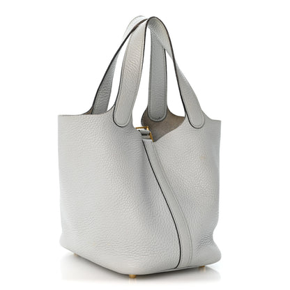 Hermes Taurillon Clemence Picotin Lock 18 PM Bleu Pale 3 of 14