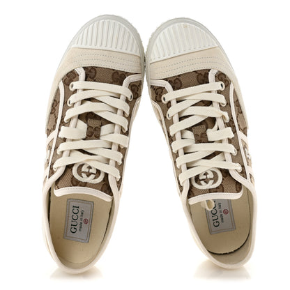 Gucci GG Monogram Suede Womens Low Top Sneakers 37 Beige Ebony Mystic White 2 of 10