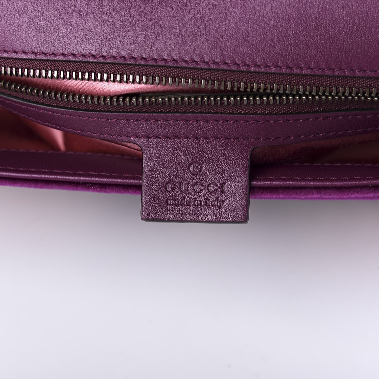 Gucci Velvet Matelasse Embroidered Small GG Marmont Shoulder Bag Fuchsia Violet Cyclamen 8 of 10