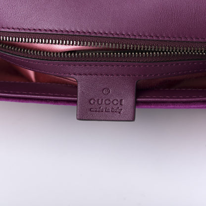 Gucci Velvet Matelasse Embroidered Small GG Marmont Shoulder Bag Fuchsia Violet Cyclamen 8 of 10
