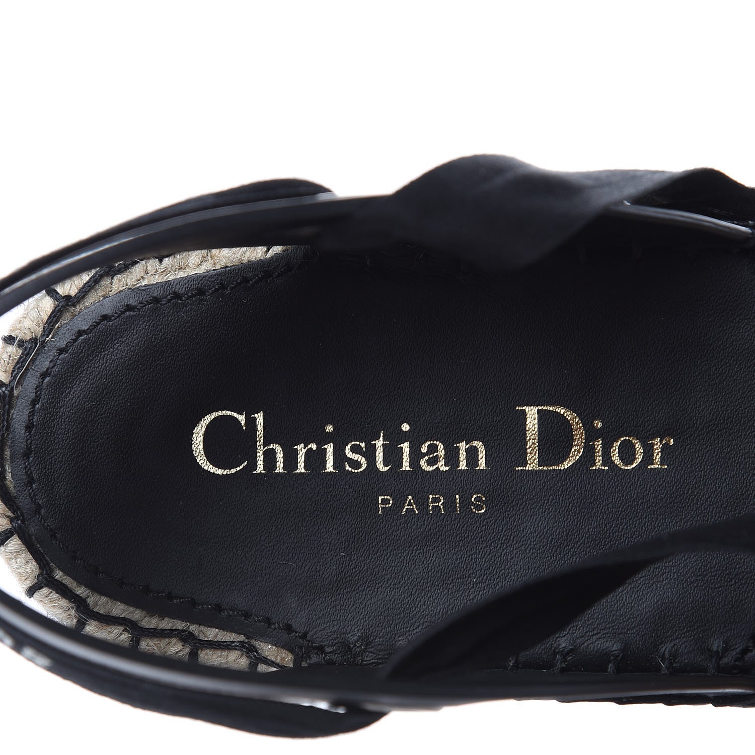Christian Dior Calfskin Nicely-D Ankle Tie Espadrilles Flats 38 Black 6 of 8