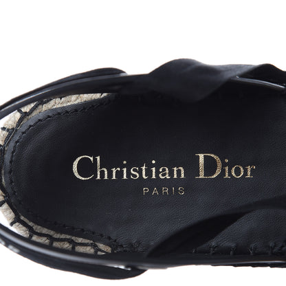 Christian Dior Calfskin Nicely-D Ankle Tie Espadrilles Flats 38 Black 6 of 8