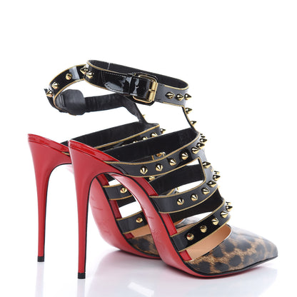 Christian Louboutin Patent Leopard Print Tchicaboum 100 Pumps 40 Version Brown 4 of 7