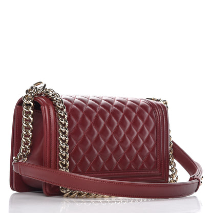 Chanel Lambskin Quilted Medium Boy Flap Dark Red 3 of 7