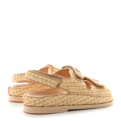 Chanel Braided Fabric Velcro Dad Sandals 37 Beige 4 of 10