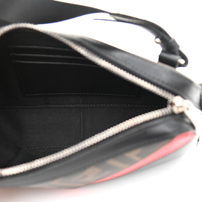 Fendi Glazed Fabric Vitello Liberty FF 1974 Diagonal Small Camera Case Tobacco Rosso Black 5 of 8