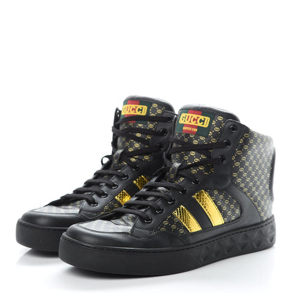 Gucci X DAPPER DAN Calfskin Laminated Ayers GG Micro Monogram Mens High Top Sneakers 10 Black 3 of 7