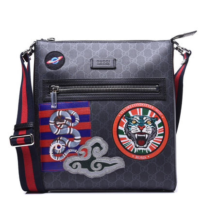 Gucci GG Supreme Monogram Night Courrier Flat Messenger Bag Black Multicolor 1 of 14