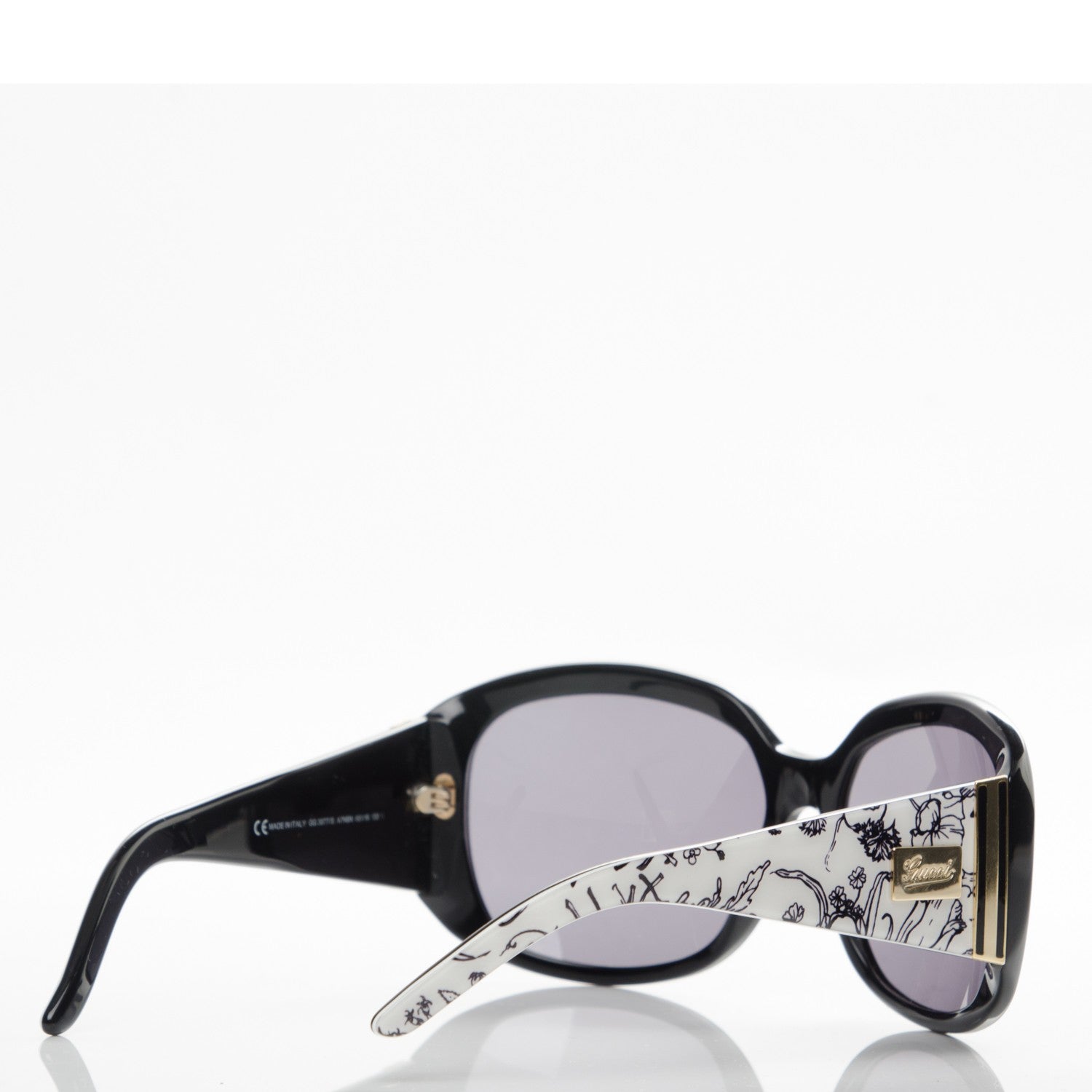 Gucci Floral Sunglasses 3077/S Black White 4 of 8