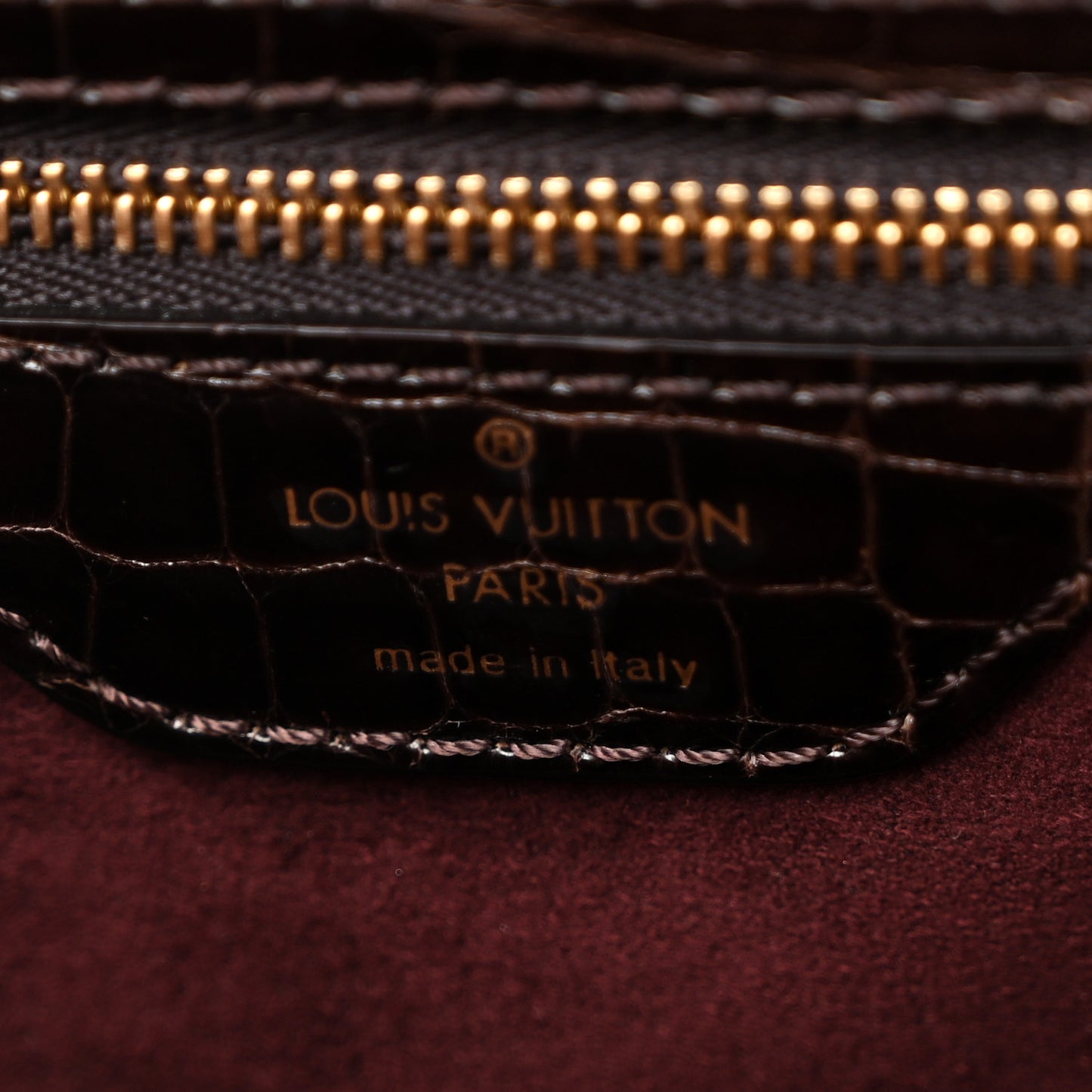 Monogram Vienna Alligator Sac Fermoir GM Aubergine