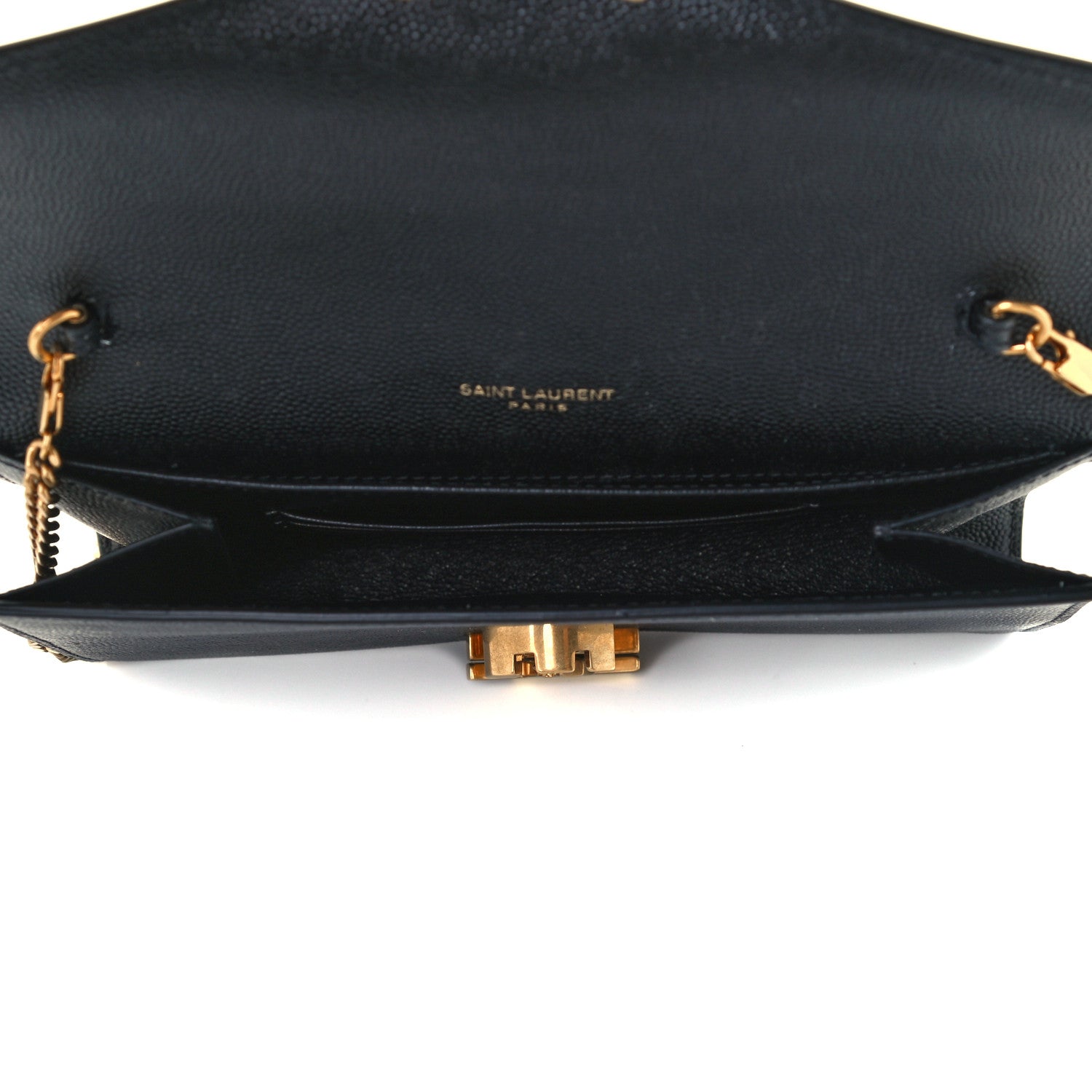 Saint Laurent Grain De Poudre Monogram Cassandra Chain Wallet Black 5 of 10