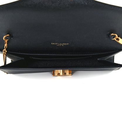 Saint Laurent Grain De Poudre Monogram Cassandra Chain Wallet Black 5 of 10