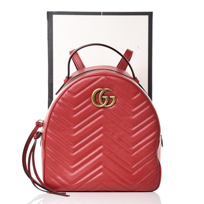 Gucci Calfskin Matelasse GG Marmont Dome Backpack Hibiscus Red 12 of 12