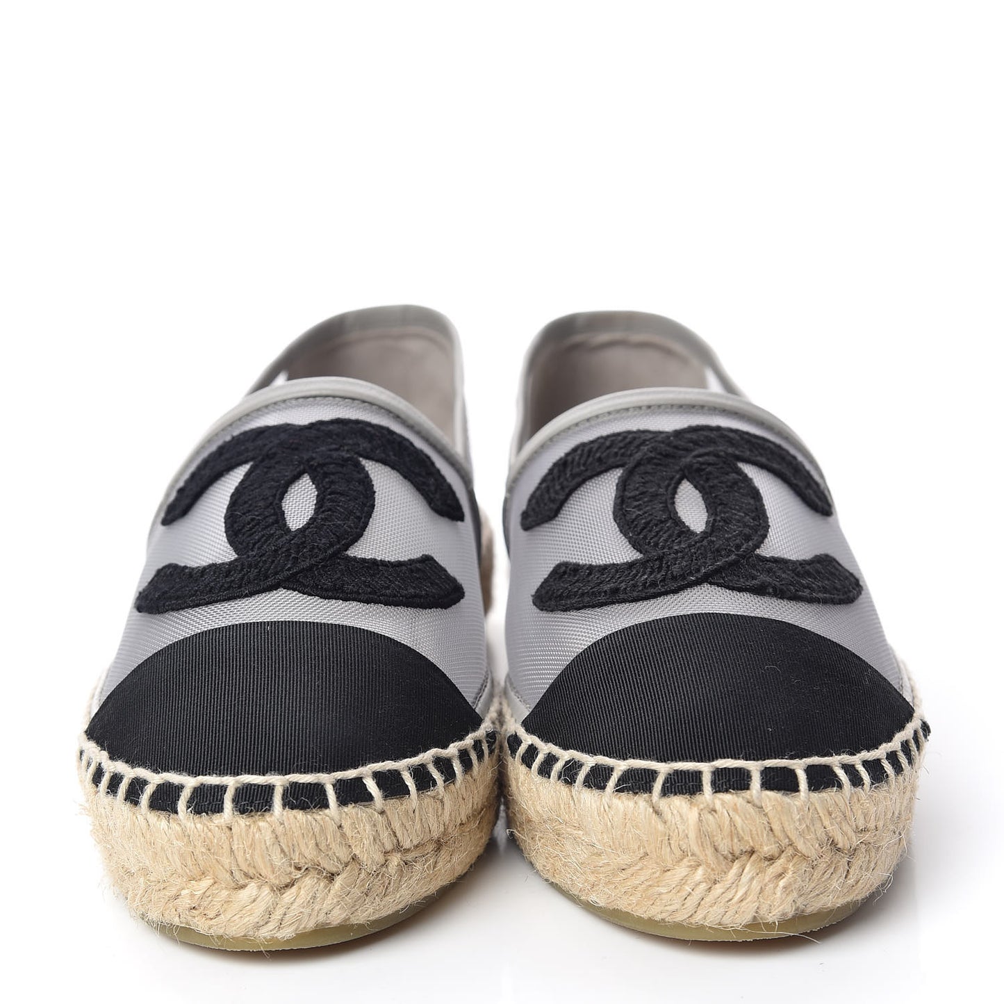 Mesh Grosgrain CC Espadrilles 36 Grey