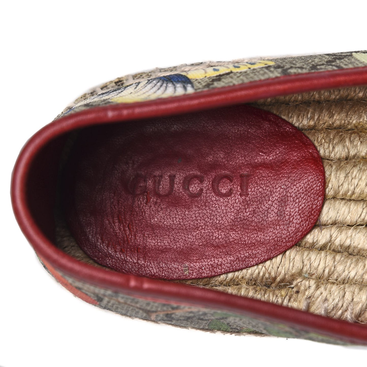 GG Supreme Monogram Tian Womens Espadrilles 36 Beige Multicolor Red