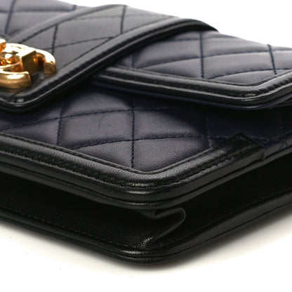 Chanel Lambskin Quilted Elegant CC Wallet On Chain WOC Navy Black 10 of 15