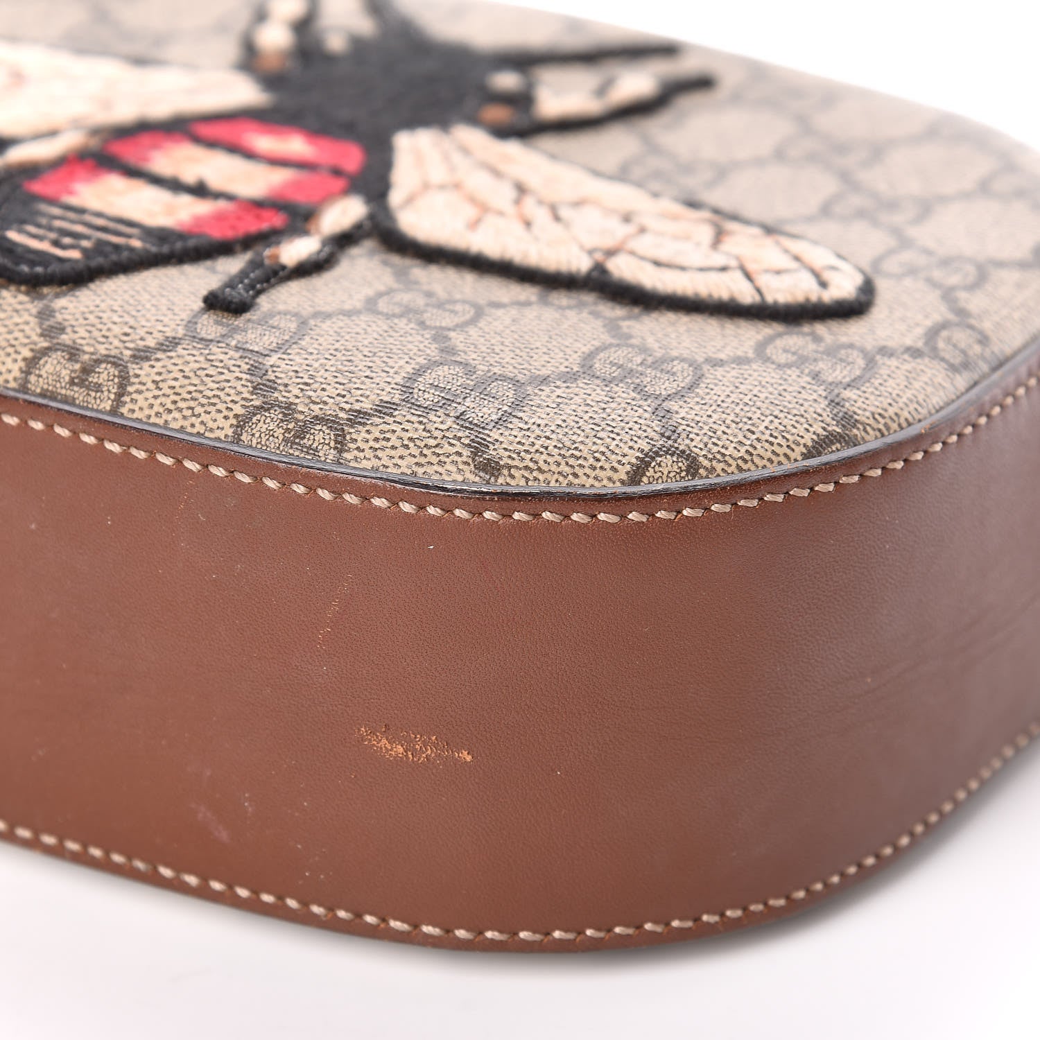 Gucci GG Supreme Monogram Bee Embroidered Mini Chain Shoulder Bag Beige Tuscany 6 of 13