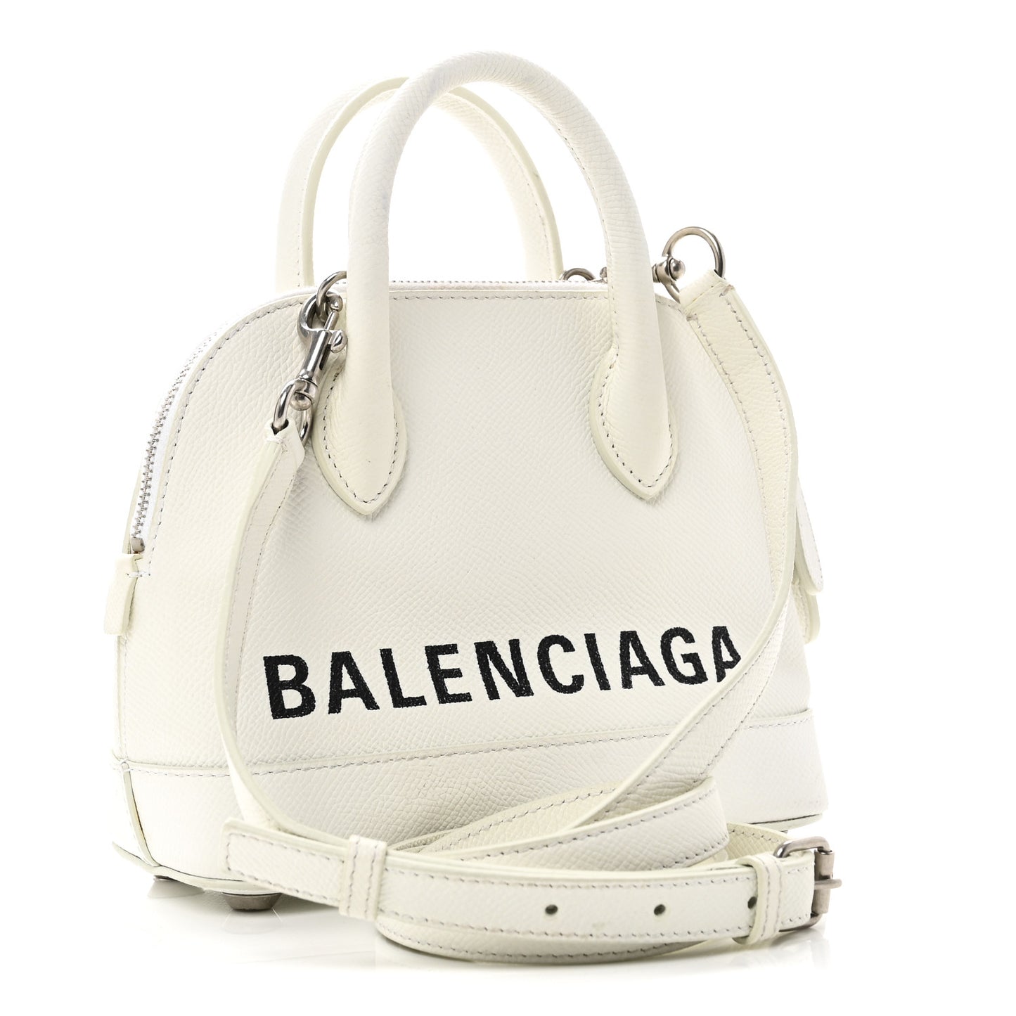 Grained Calfskin XXS Ville Top Handle Bag White Black