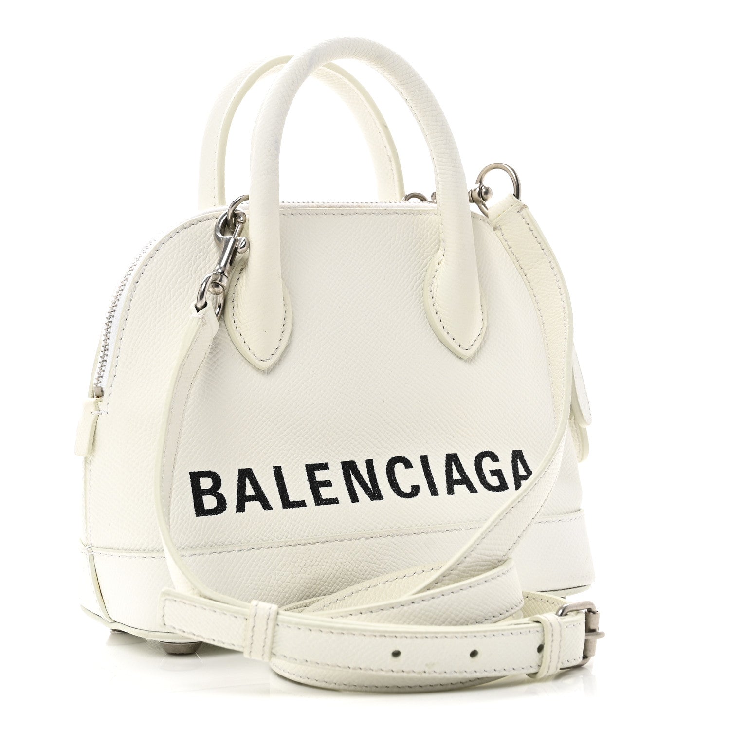 Balenciaga Grained Calfskin XXS Ville Top Handle Bag White Black 3 of 10
