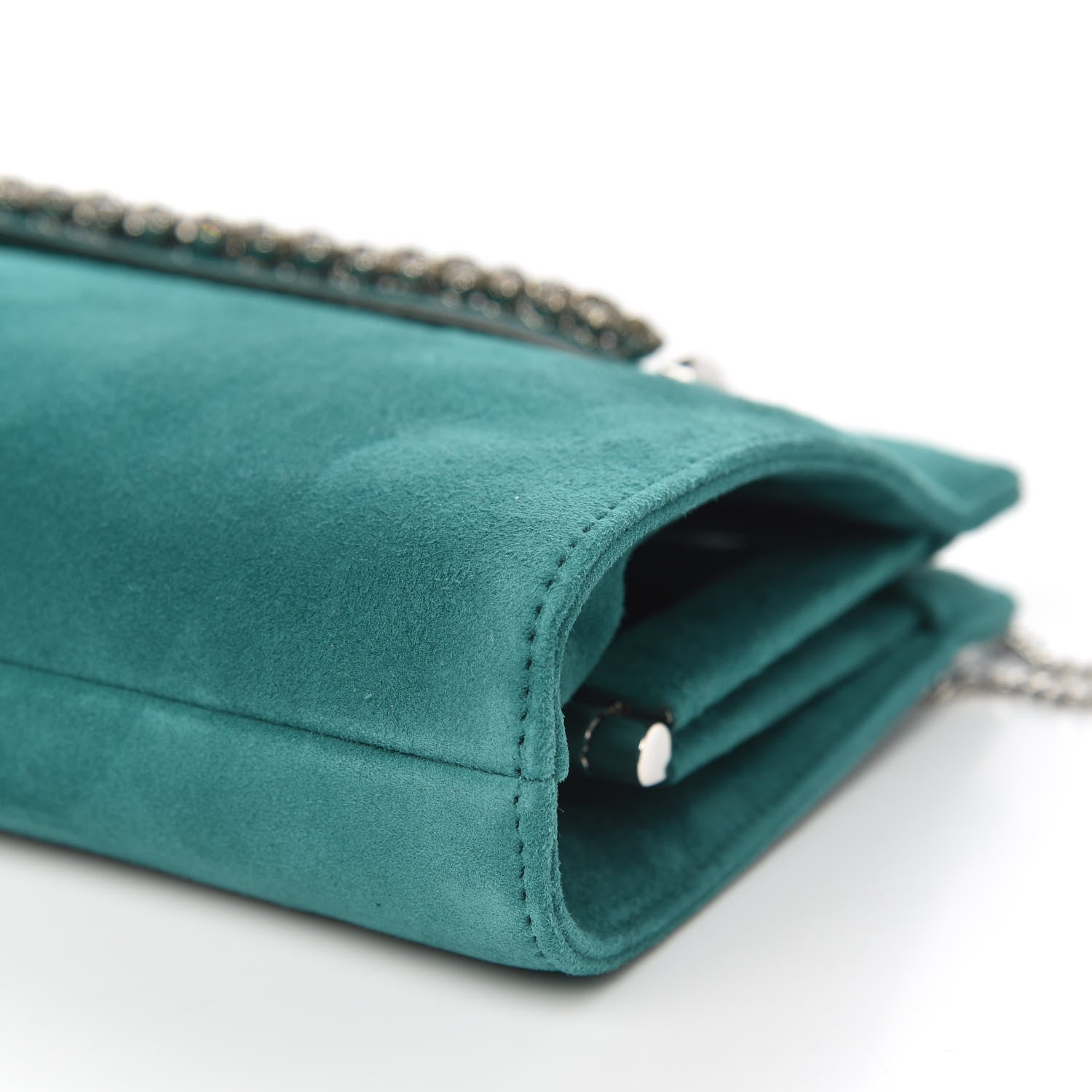 Jimmy Choo Suede Crystal Embellished Venus Clutch Emerald 8 of 9