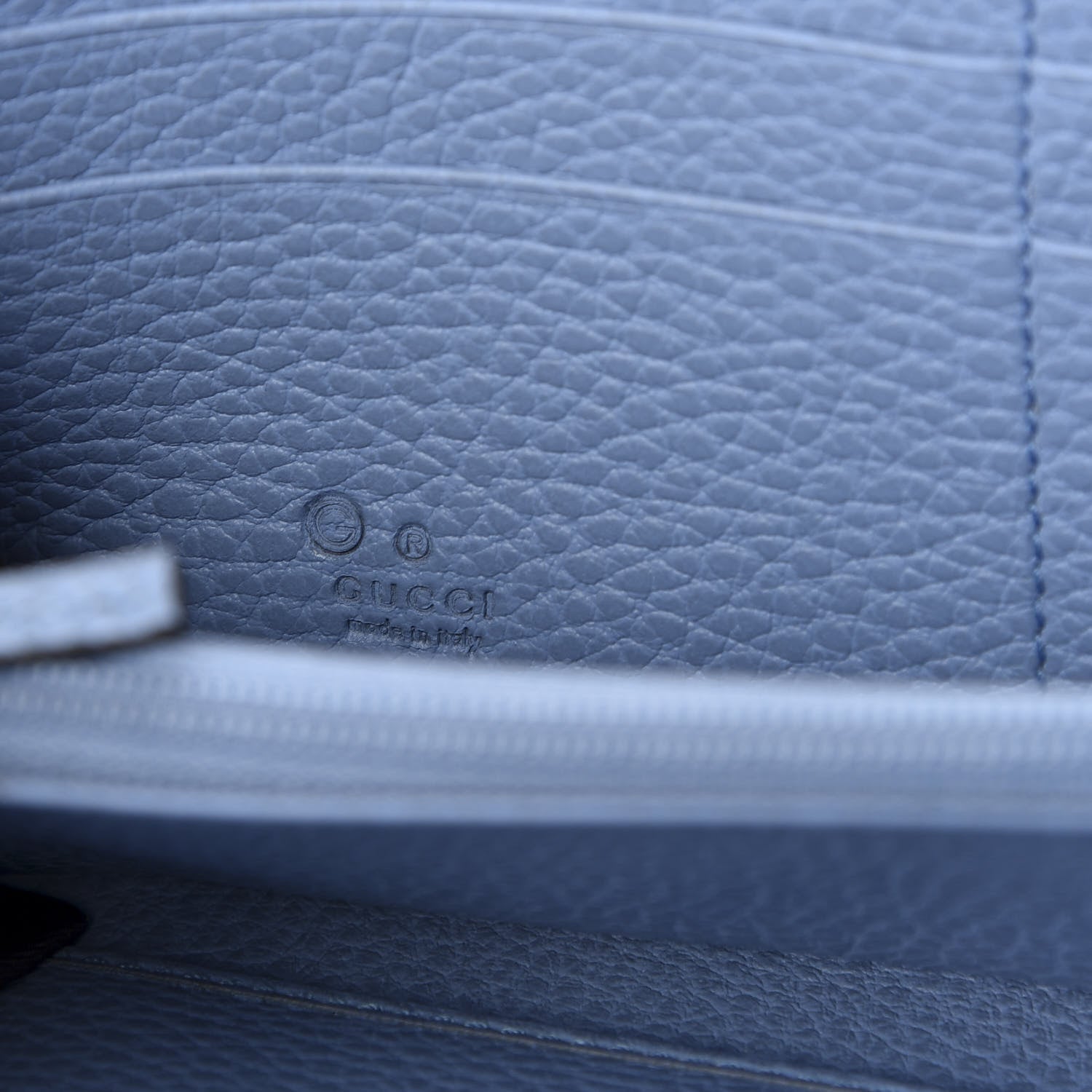 Gucci Monogram Dollar Calfskin Zip Around Wallet Beige Ebony Mineral Blue 6 of 7