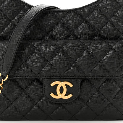 Chanel Caviar Quilted Wavy CC Hobo Black 8 of 11