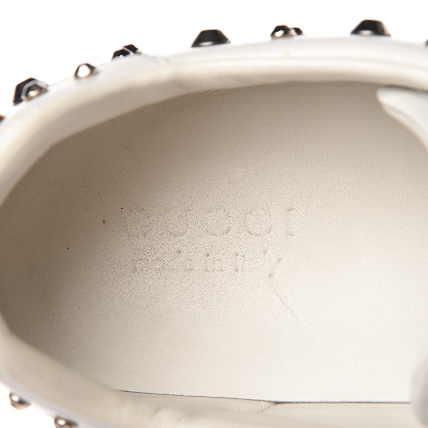 Mens Calfskin Web Studded Ace Sneakers 9 White