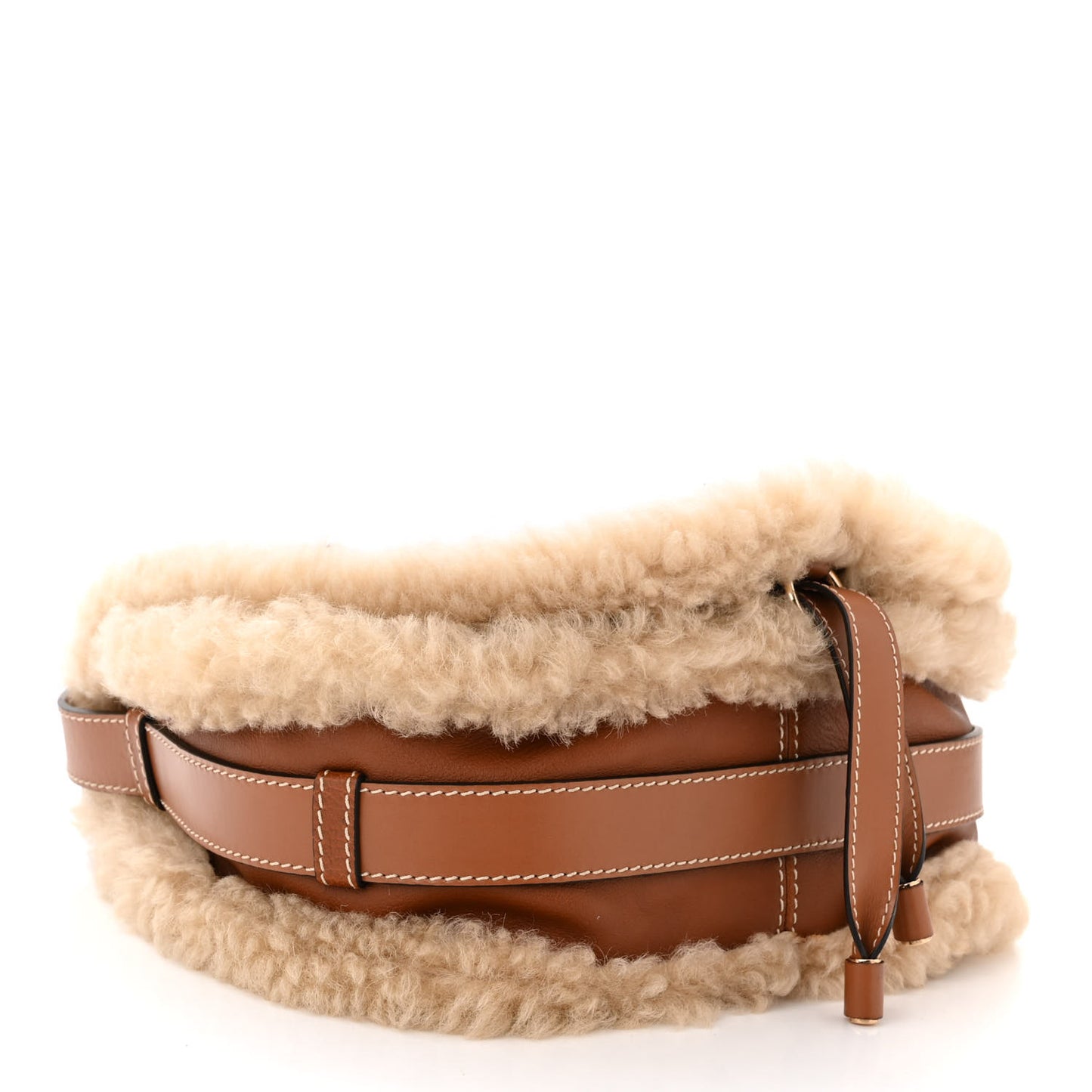 Calfskin Shearling Medium Marcie Saddle Bag Bag Tan