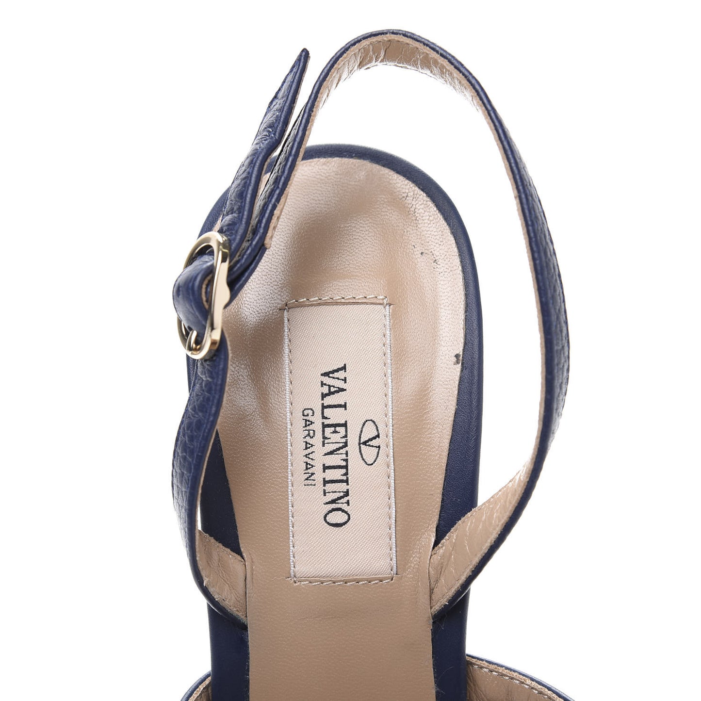 Pebbled Calfskin Rockstud Cage Slingback Pumps 40 Pure Blue