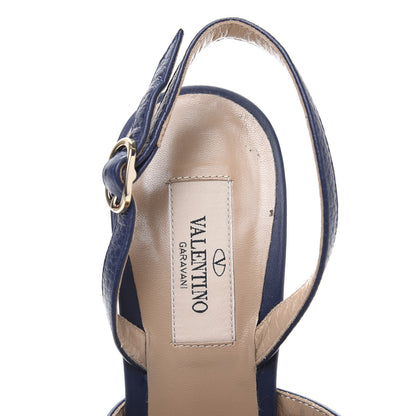 Valentino Garavani Pebbled Calfskin Rockstud Cage Slingback Pumps 40 Pure Blue 6 of 9