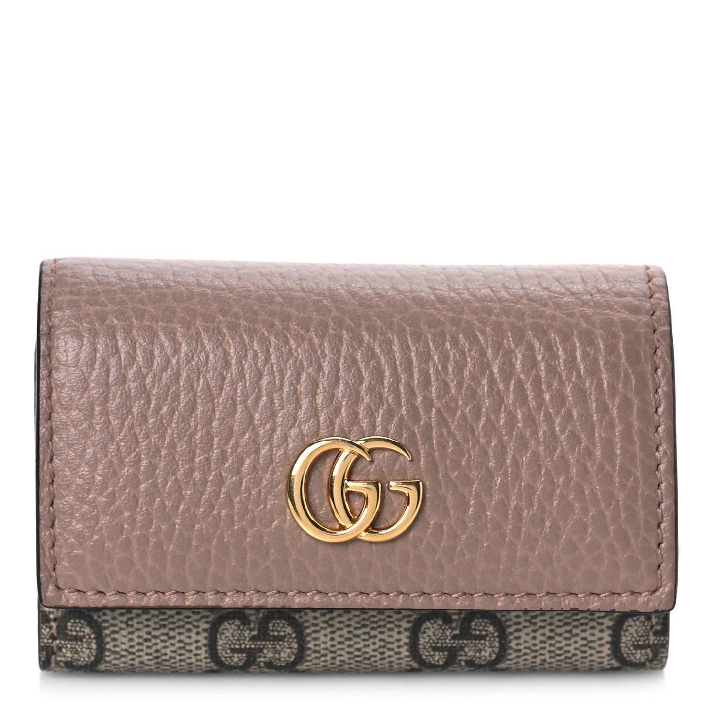 Dollar Calfskin GG Supreme Monogram GG Marmont 6 Key Holder Case Porcelain Rose Beige Ebony