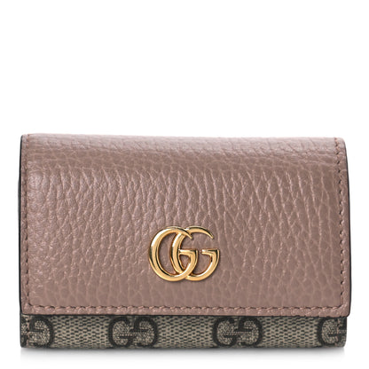Gucci Dollar Calfskin GG Supreme Monogram GG Marmont 6 Key Holder Case Porcelain Rose Beige Ebony 1 of 9