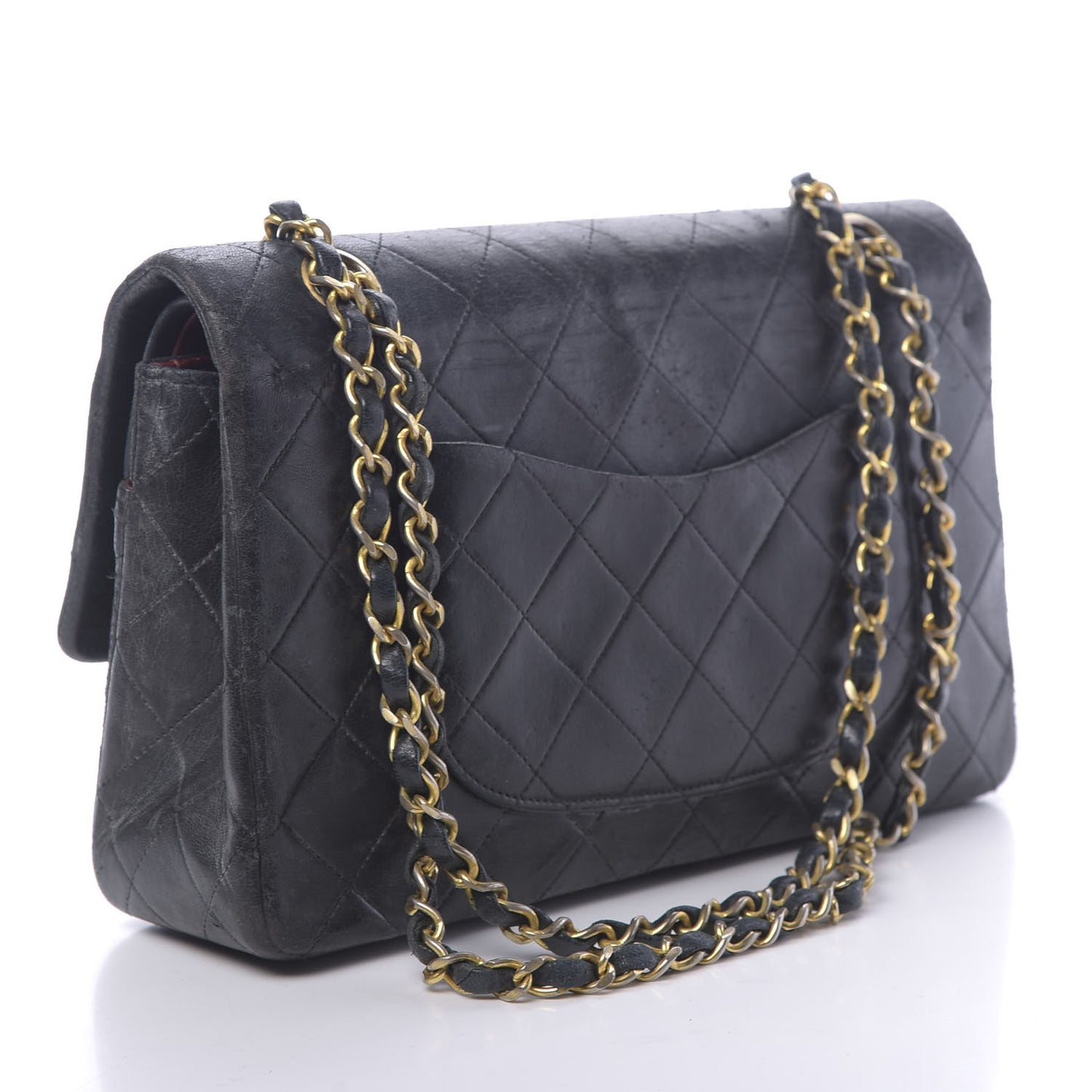 Lambskin Quilted Medium Double Flap Black