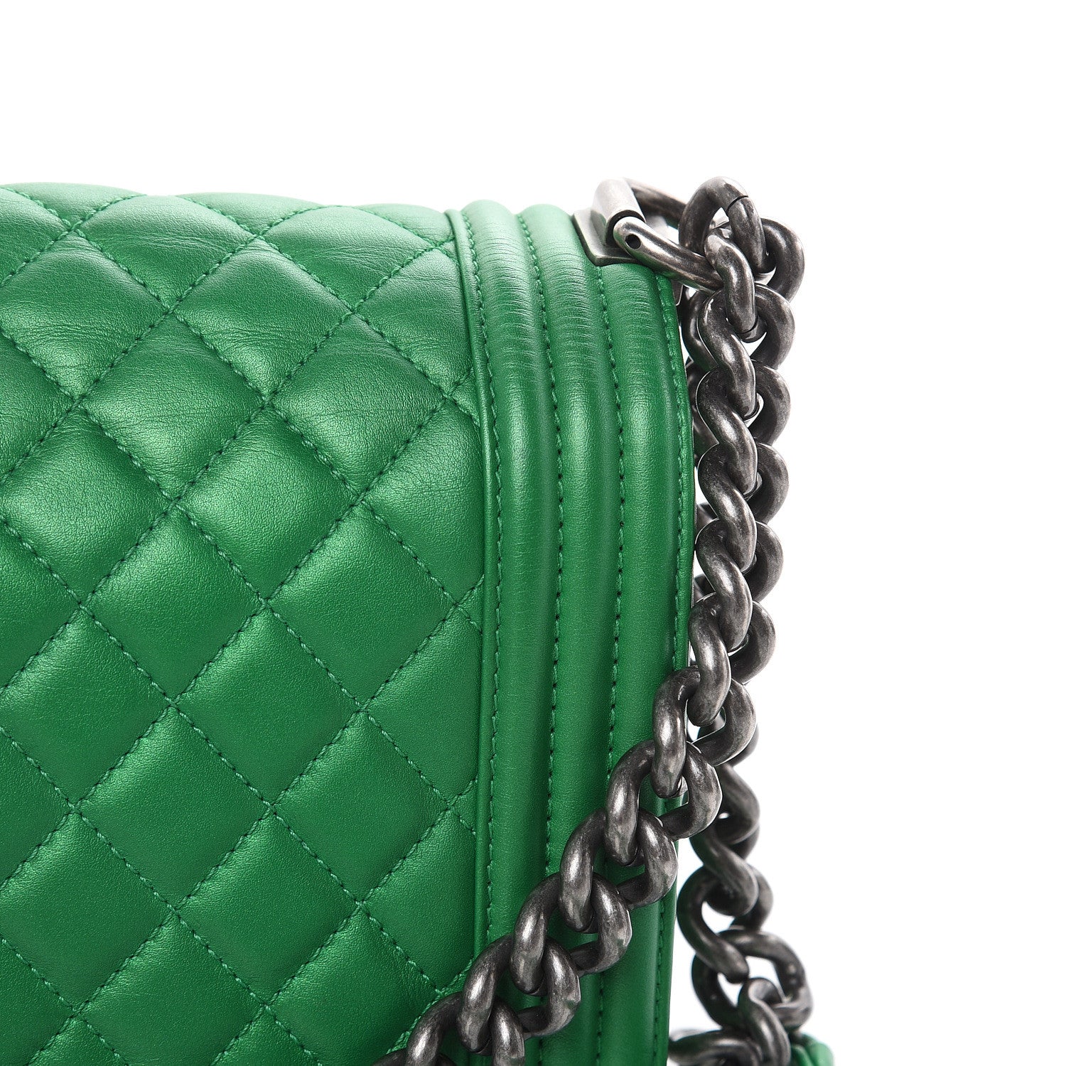 Chanel Metallic Calfskin Quilted Medium Boy Flap Green 10 of 17