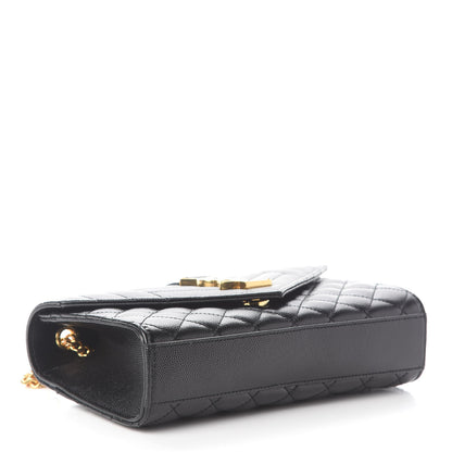 Saint Laurent Grain De Poudre Textured Mixed Matelasse Triquilt Small Monogram Satchel Black 4 of 9