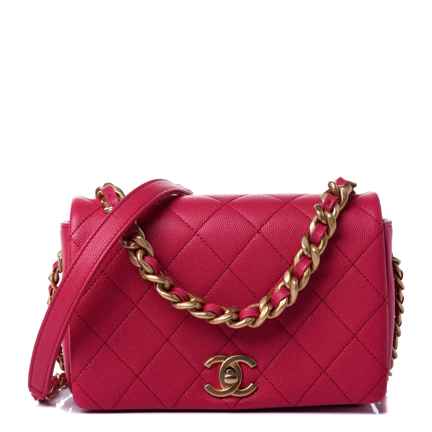 Caviar Quilted Small Fashion Therapy Flap Bag Dark Pink