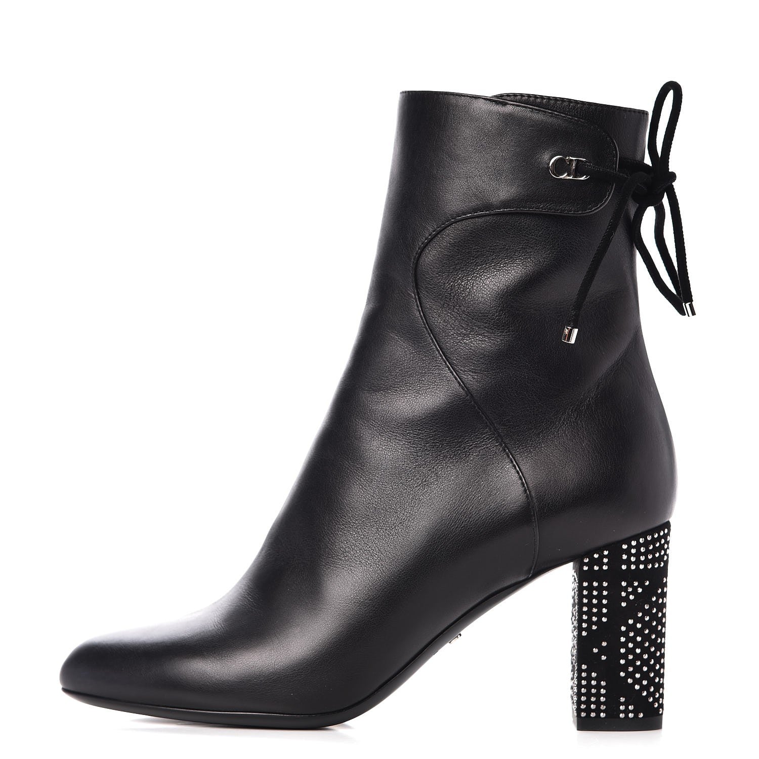 Christian Dior Calfskin Studded Stellar Ankle Boots 38 Black 1 of 10