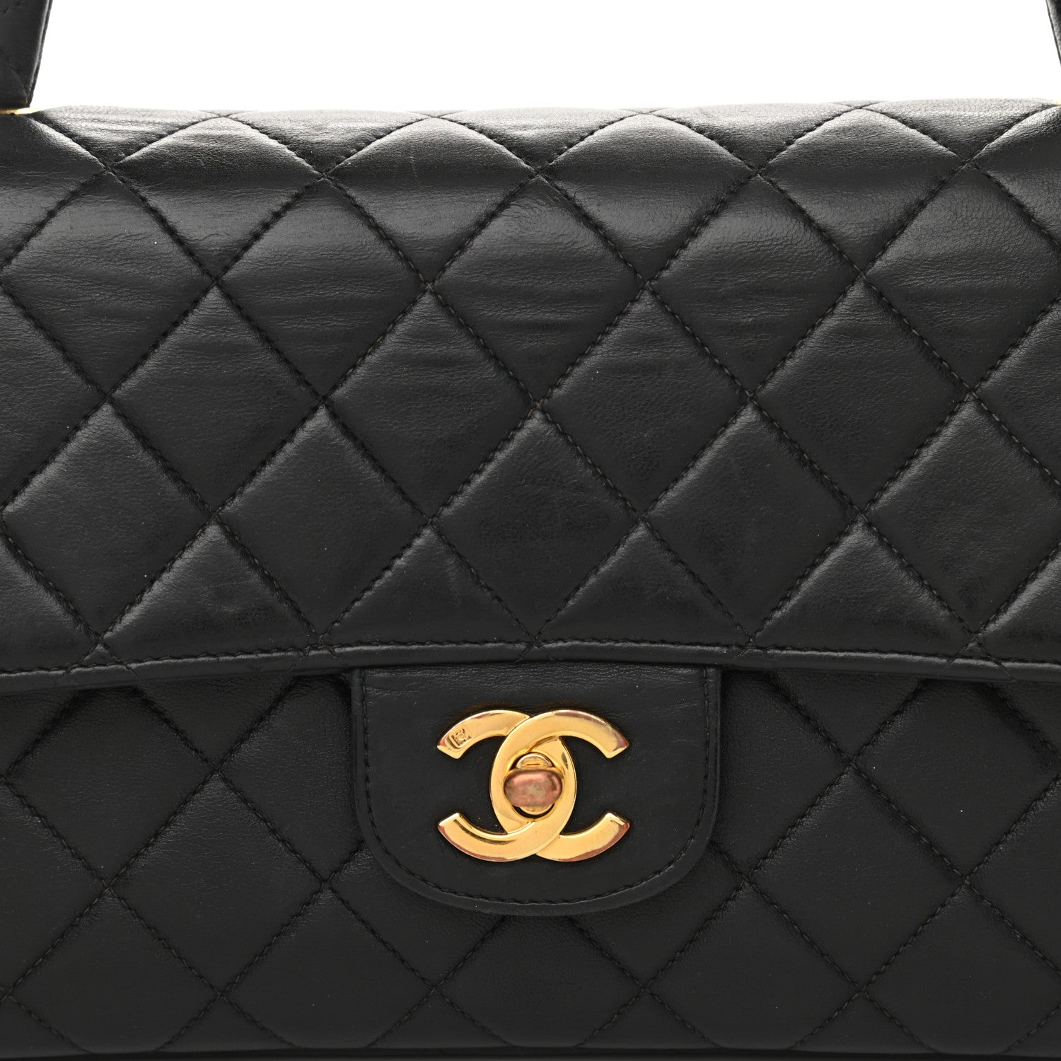 Chanel Lambskin Quilted Medium Rectangular Kelly Flap Bag Black 8 of 13