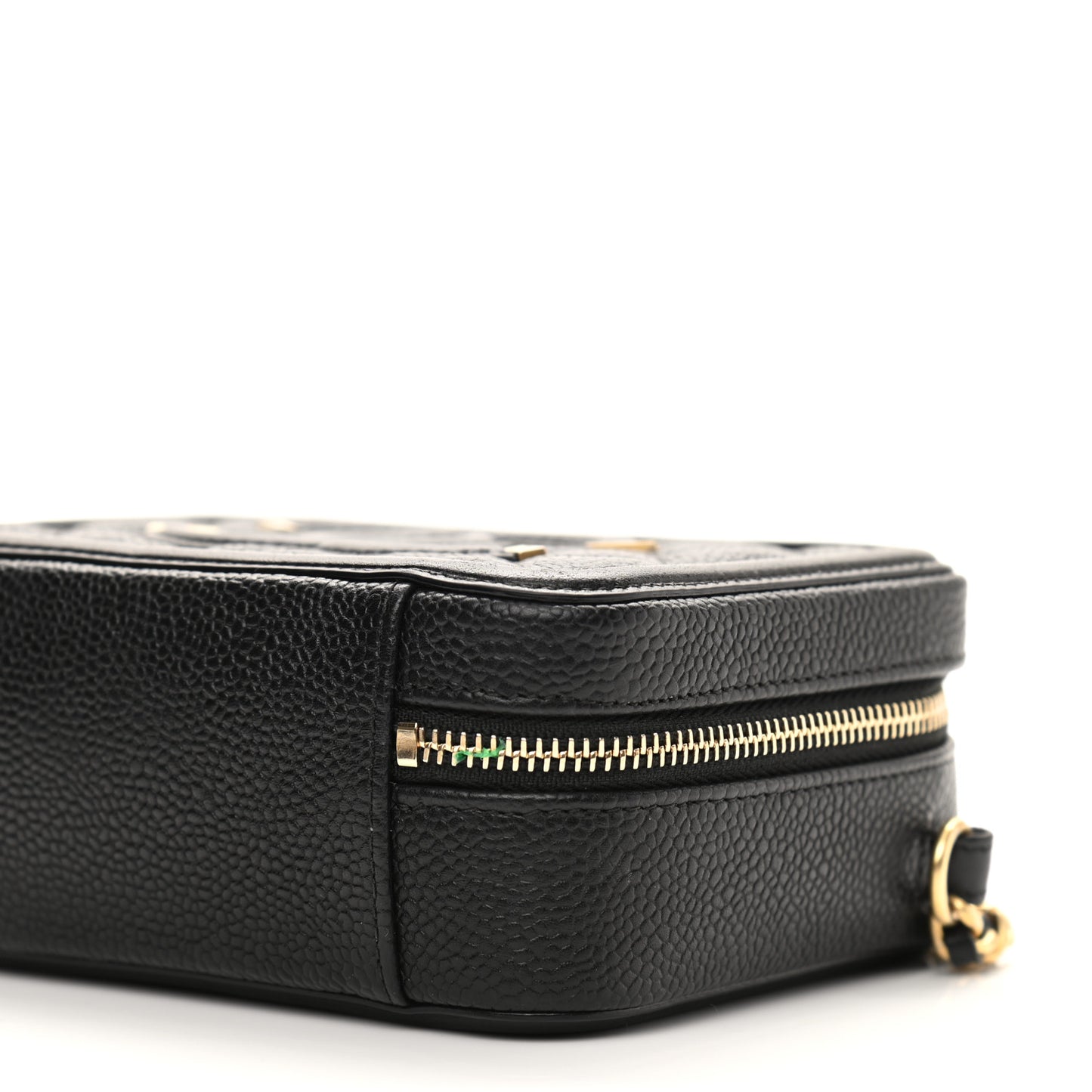 Caviar Quilted CC Filigree Vanity Clutch With Chain Black