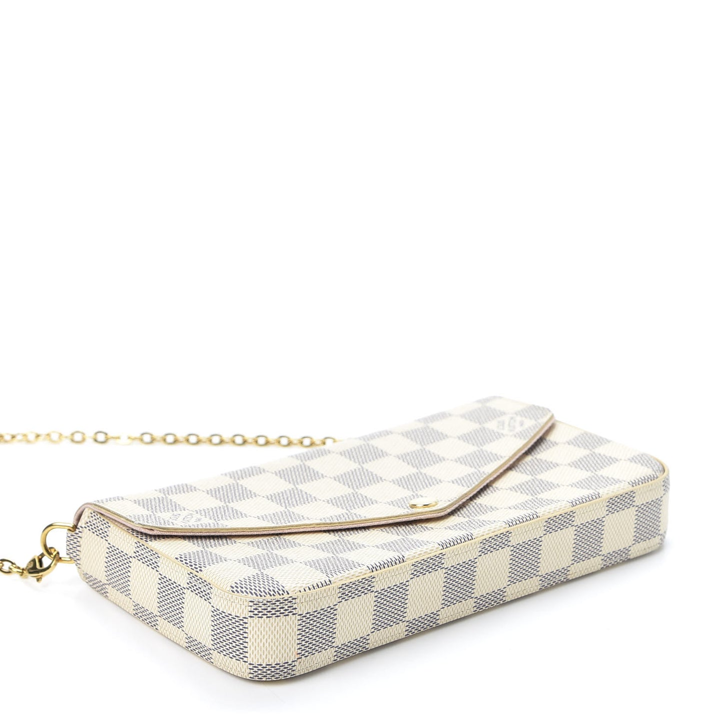 Damier Azur Pochette Felicie Chain Wallet Rose Ballerine