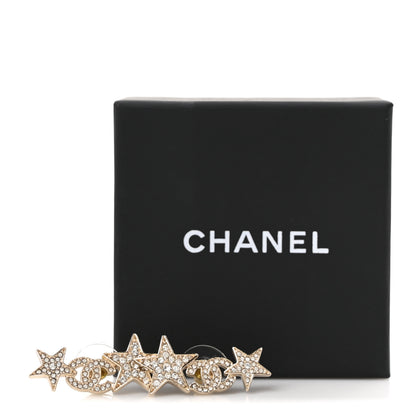 Chanel Crystal Star CC Earrings Gold 5 of 5