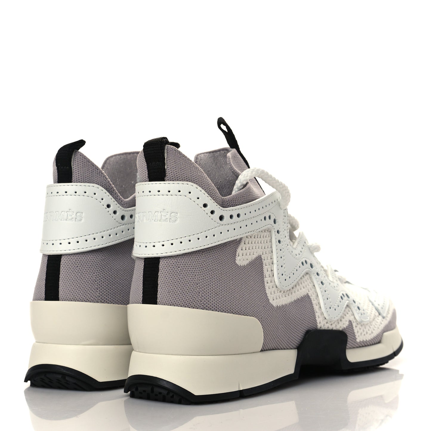 Mesh Calfskin Action Sneakers 35 Gris Clair Multicolor