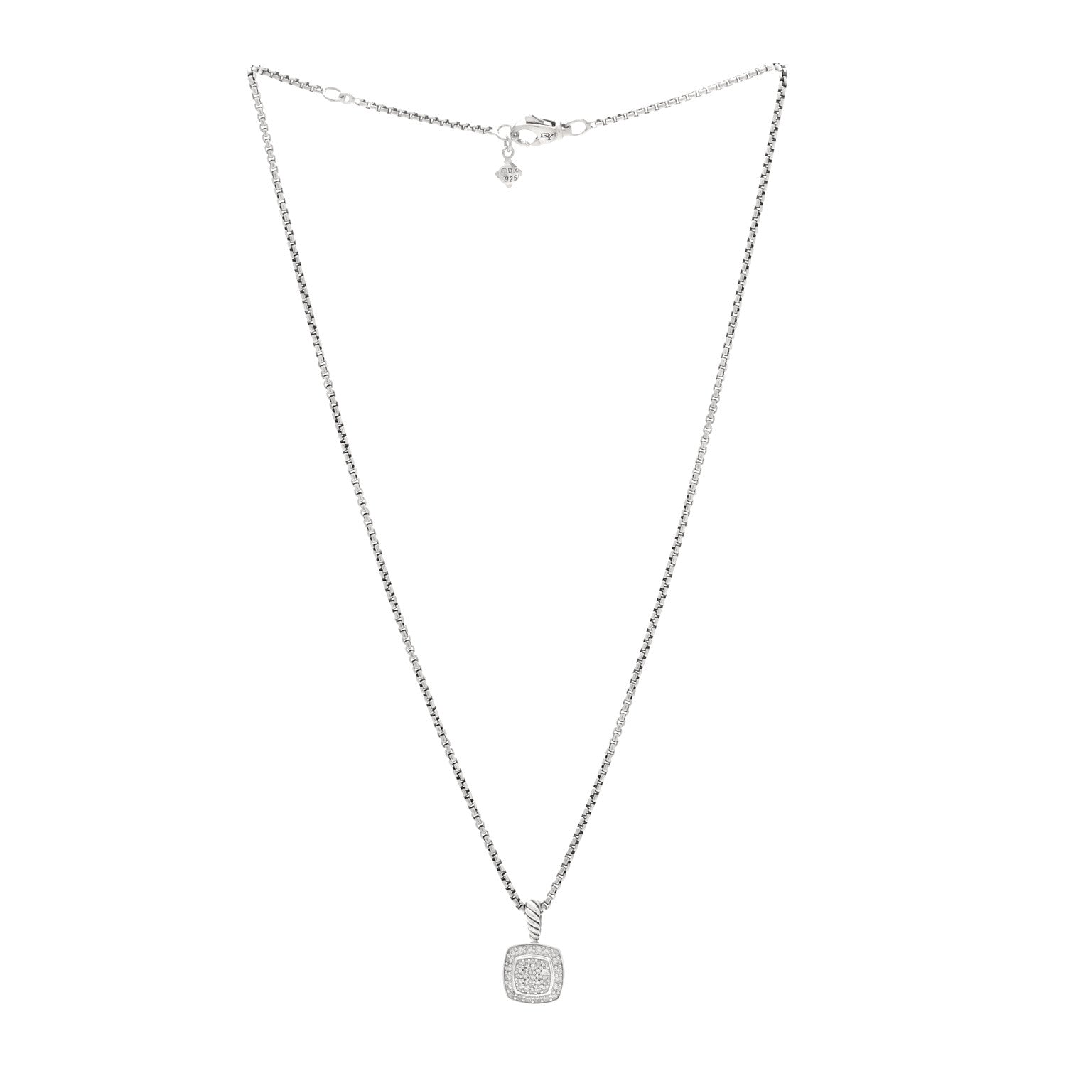 David Yurman Sterling Silver Diamond Pave 7mm Petite Albion Pendant Necklace 3 of 4