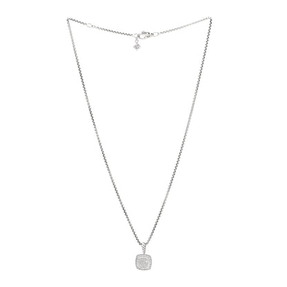 David Yurman Sterling Silver Diamond Pave 7mm Petite Albion Pendant Necklace 3 of 4