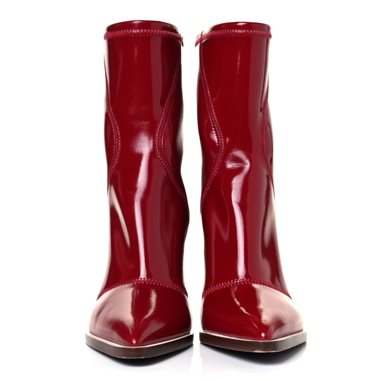 Glossy Neoprene FFrame Ankle Boots 36 Rosso Ciliegia