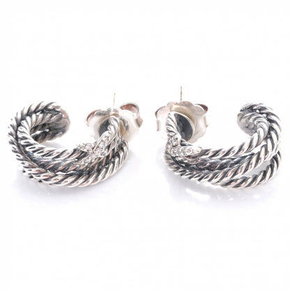 David Yurman Sterling Silver Diamond Crossover X Earrings 3 of 6