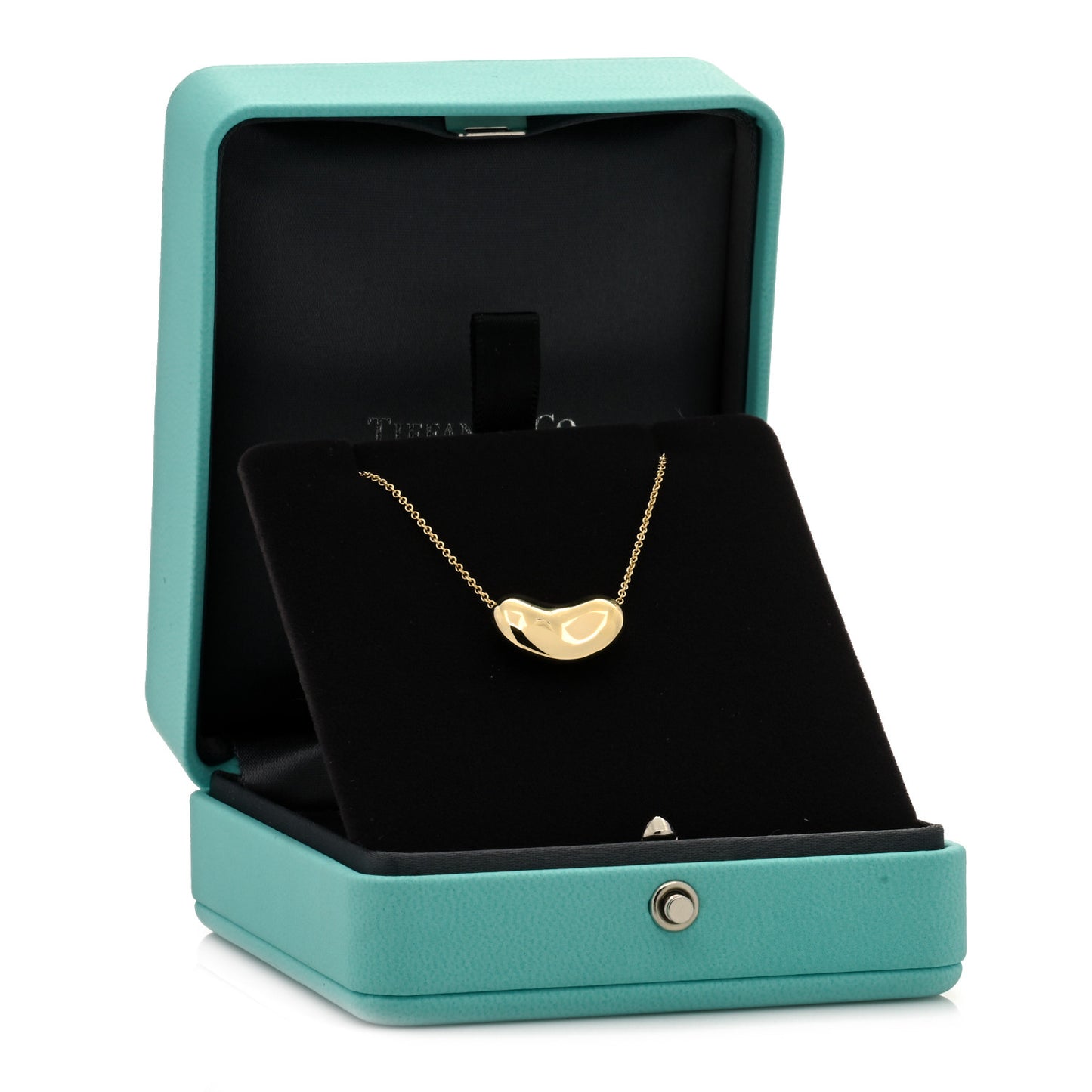 18K Yellow Gold 18mm Elsa Peretti Bean Pendant Necklace