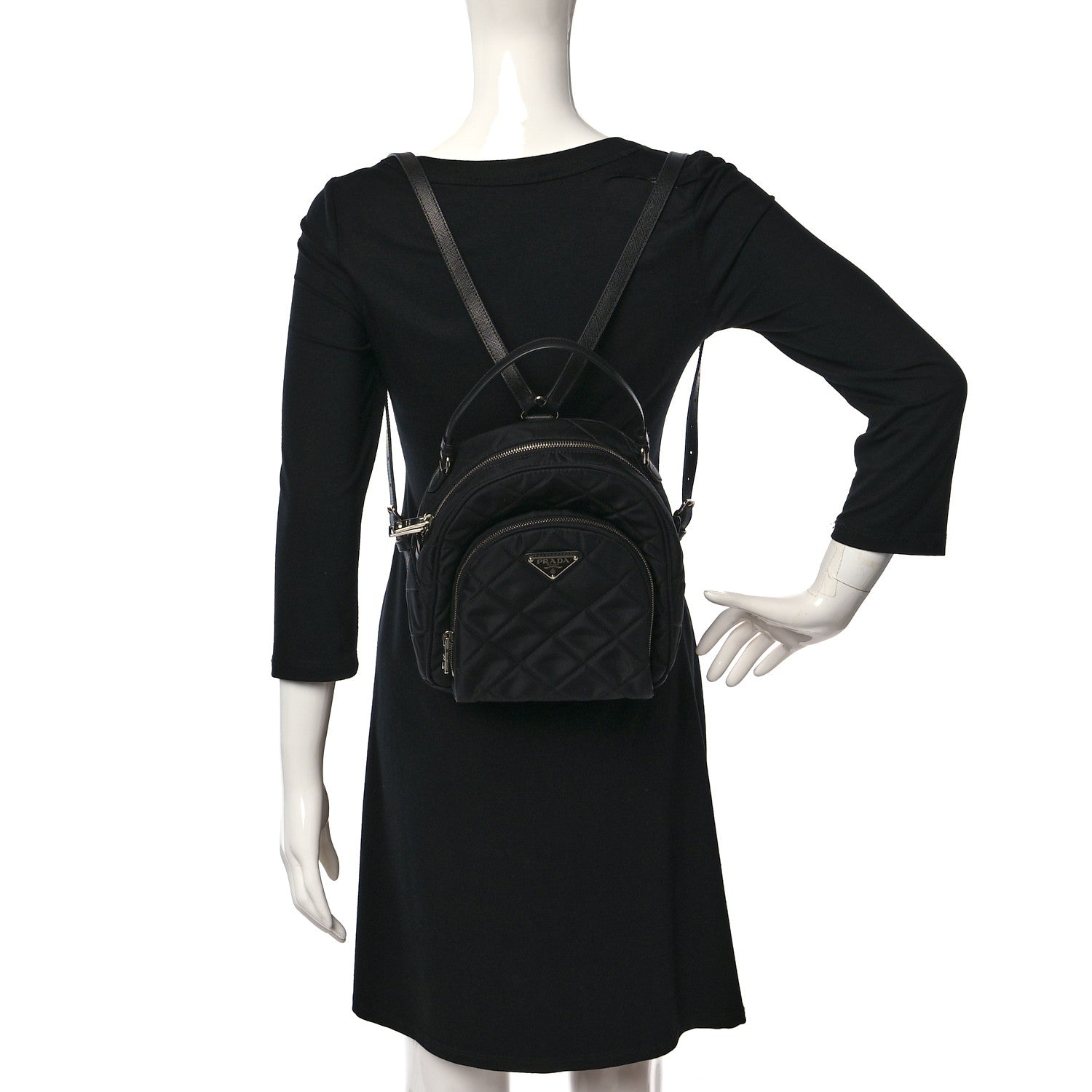 Prada Nylon Tessuto Impuntu Quilted Backpack Black 2 of 8