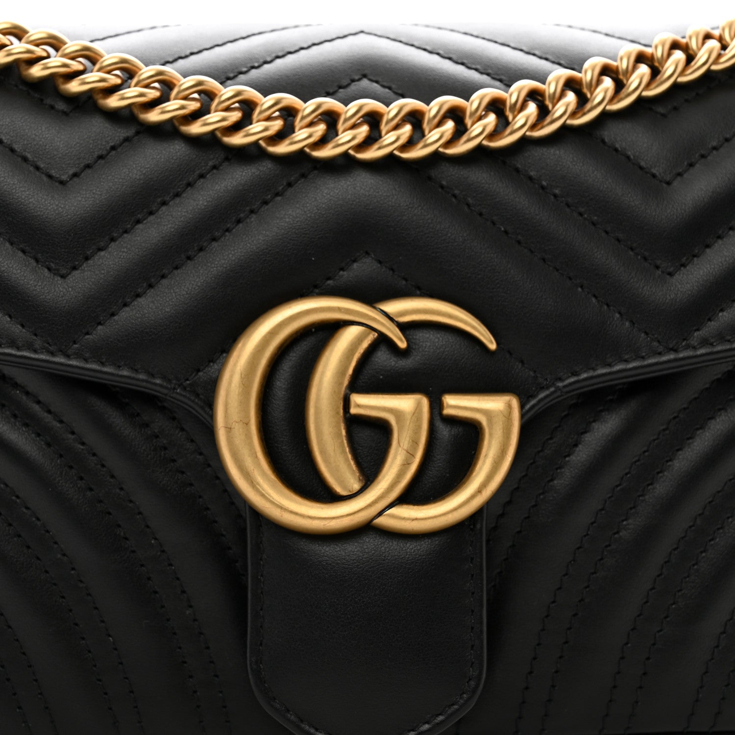 Gucci Calfskin Matelasse Small GG Marmont Shoulder Bag Black 5 of 10