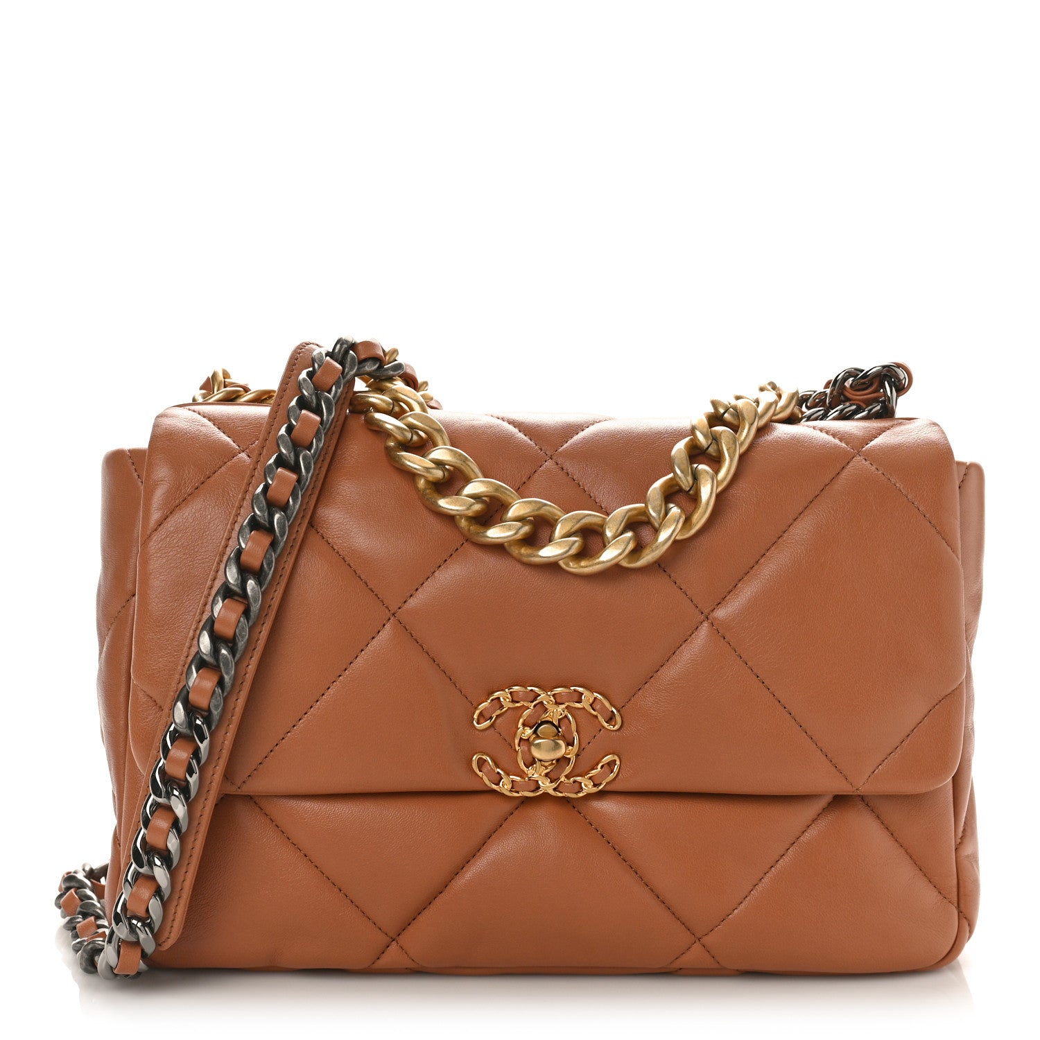 Chanel Lambskin Quilted Large Chanel 19 Flap Brown 1 of 9